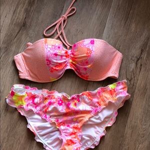 Victoria’s Secret VS Coral Floral Bikini Top 36C